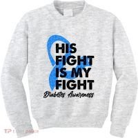 His Fight Is My Fight Diabetes Awareness Kids Sweatshirt thumb 0