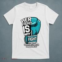 Her Fight Is My Fight Ovarian Cancer Awareness Teal Ribbon T-Shirt thumb 5