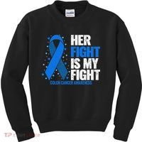 Her Fight Is My Fight Colon Cancer Awareness Kids Sweatshirt thumb 0