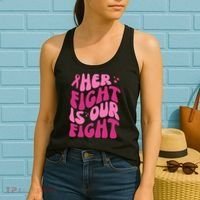 Her Fight Is Our Fight Breast Cancer Awareness Women's Tank Top thumb 2