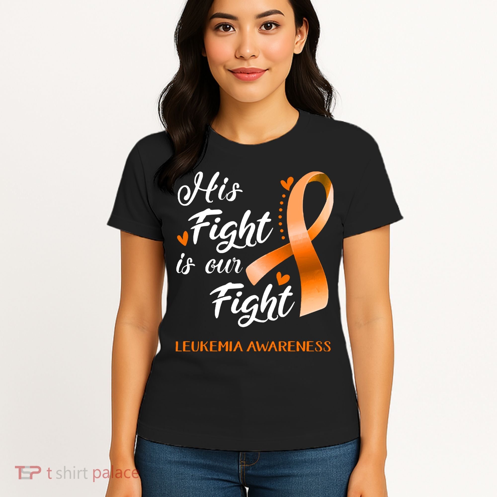 His Fight Is Our Fight Leukemia Awareness Support Leukemia Warrior Gifts Women's T-Shirt