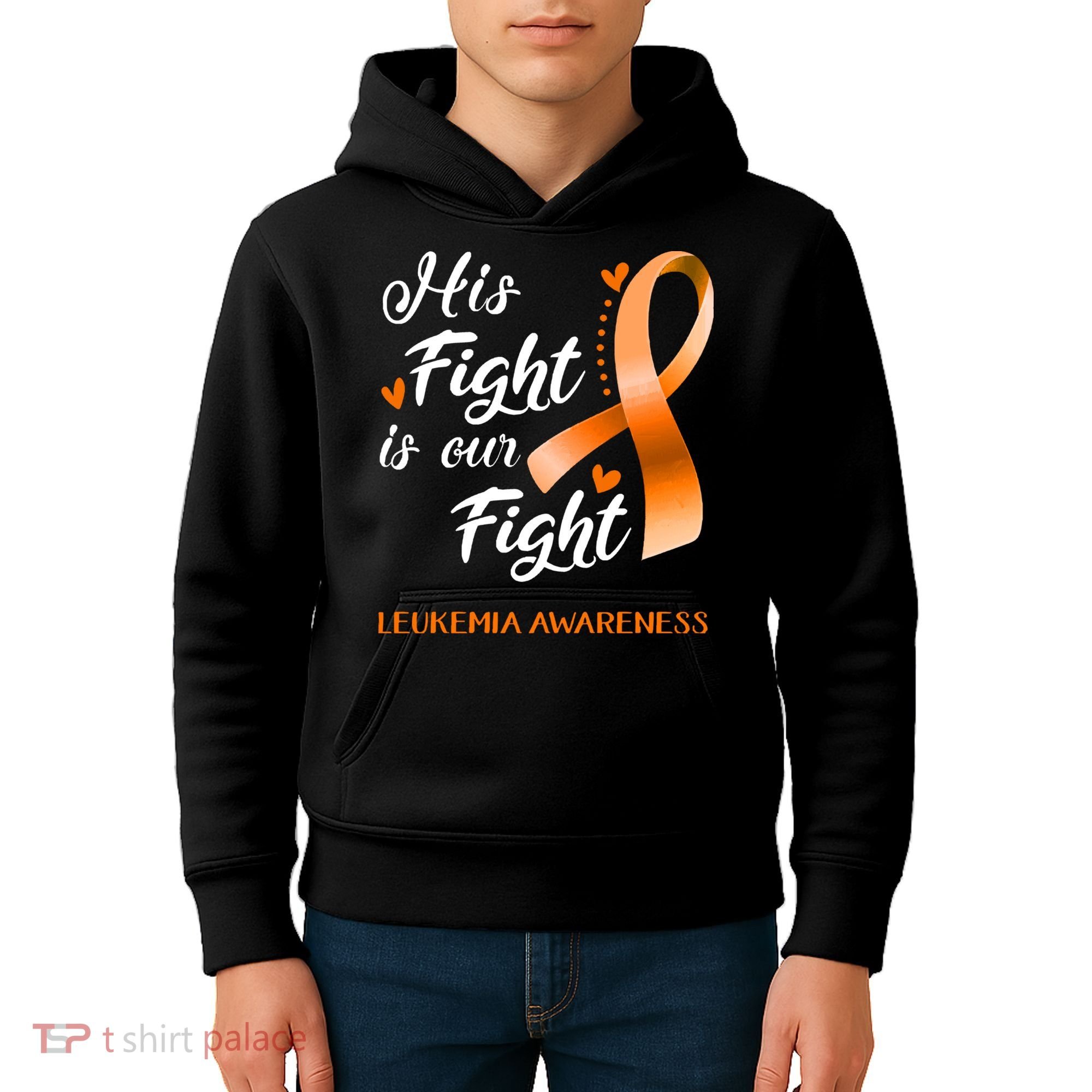 His Fight Is Our Fight Leukemia Awareness Support Leukemia Warrior Gifts Kids Hoodie
