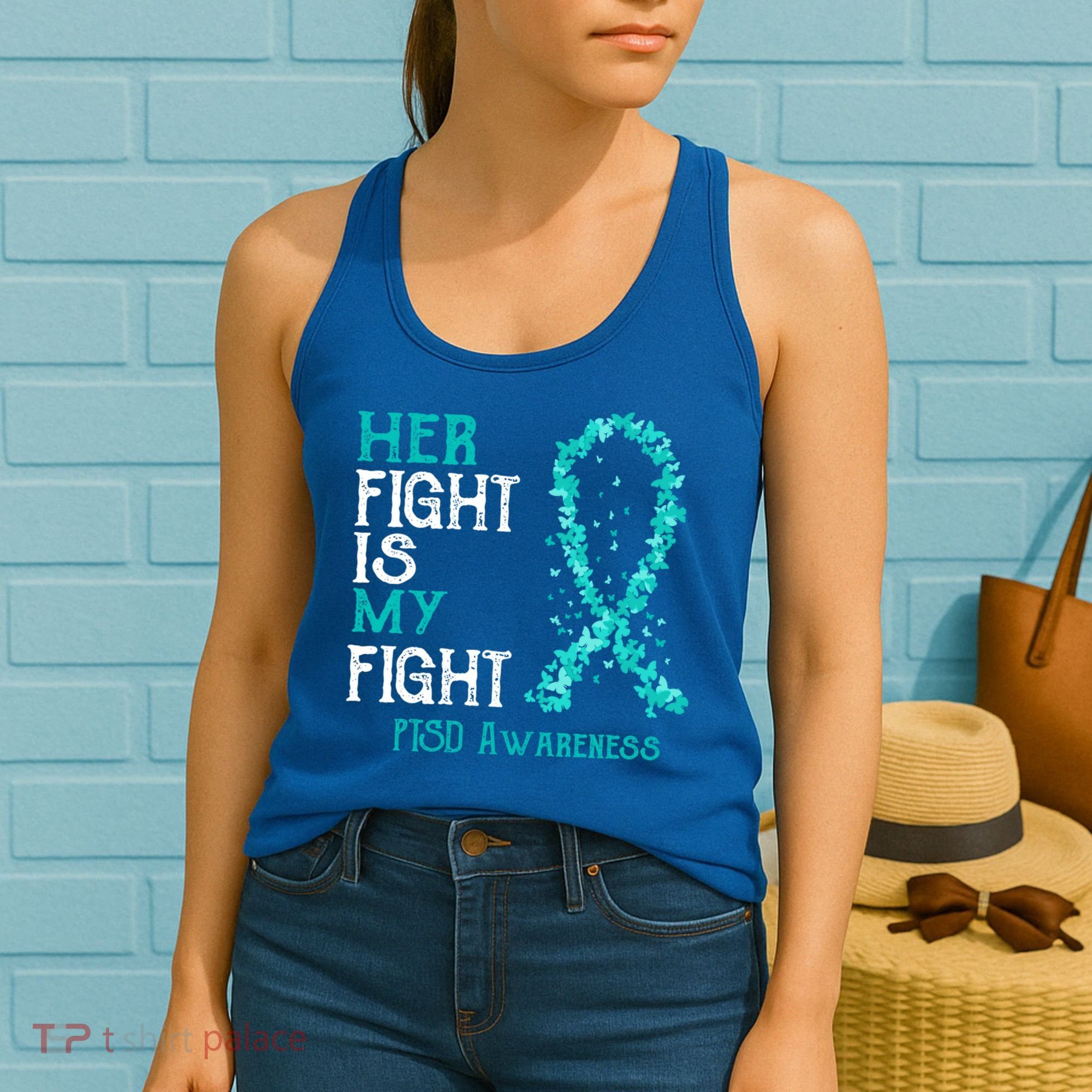 Her Fight Is My Fight Ptsd Awareness Funny Gift Women's Tank Top