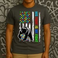 His Fight Is My Fight American Flag Puzzle Autism Awareness T-Shirt thumb 3