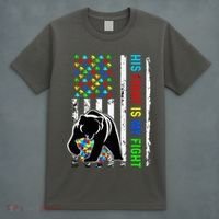 His Fight Is My Fight American Flag Puzzle Autism Awareness T-Shirt thumb 4
