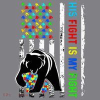 His Fight Is My Fight American Flag Puzzle Autism Awareness T-Shirt thumb 5