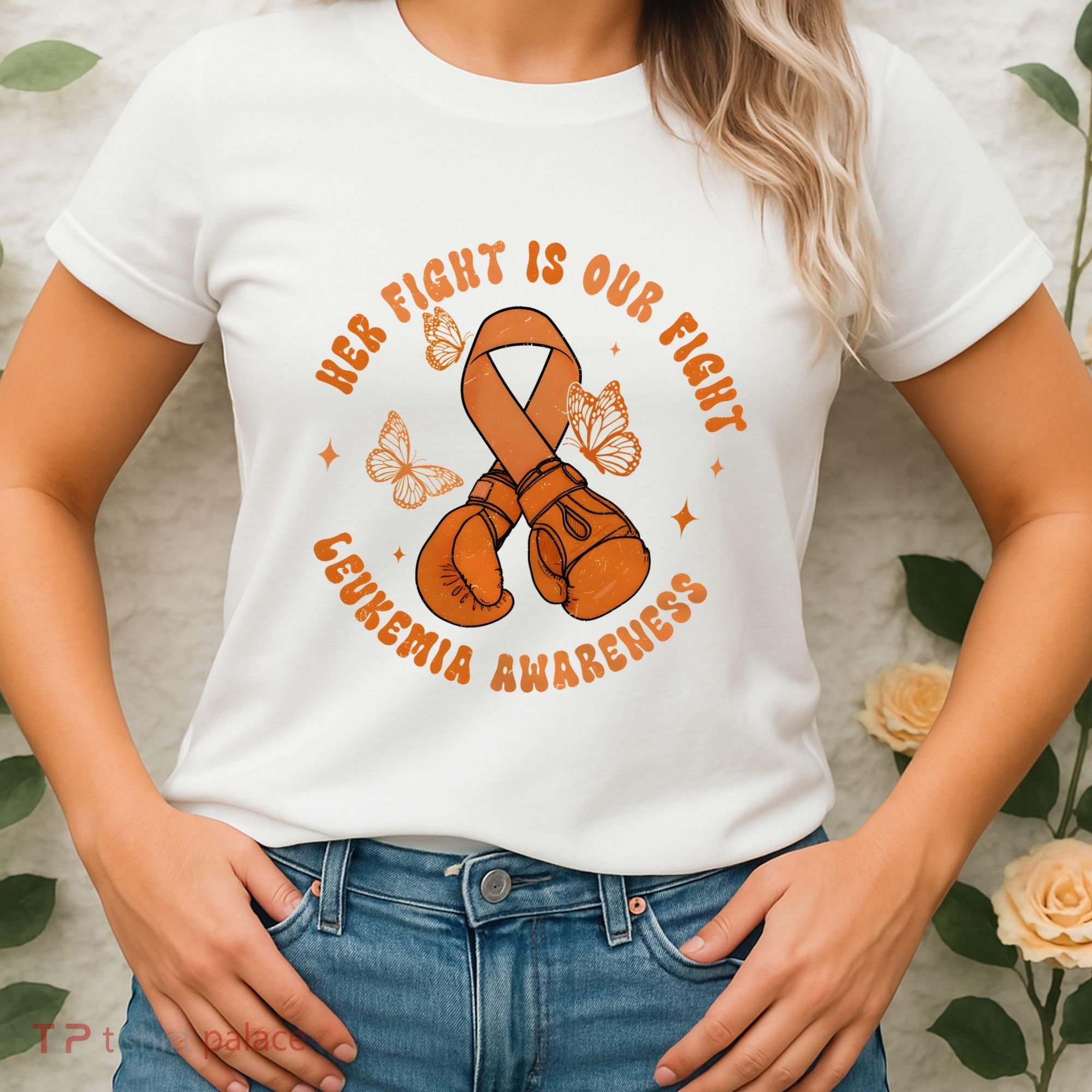 Her Fight Is Our Fight Leukemia Awareness Women's T-Shirt