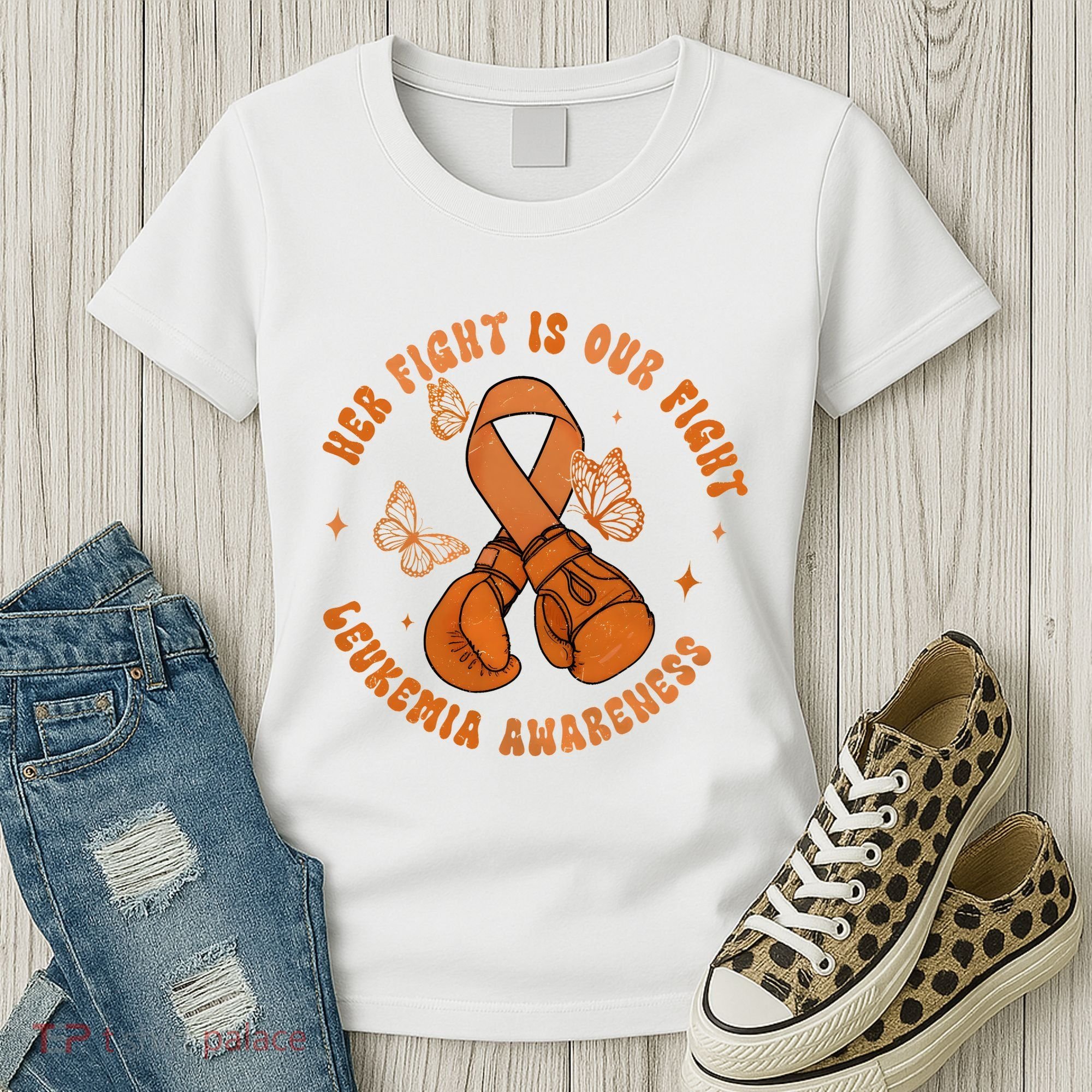 Her Fight Is Our Fight Leukemia Awareness Women's T-Shirt