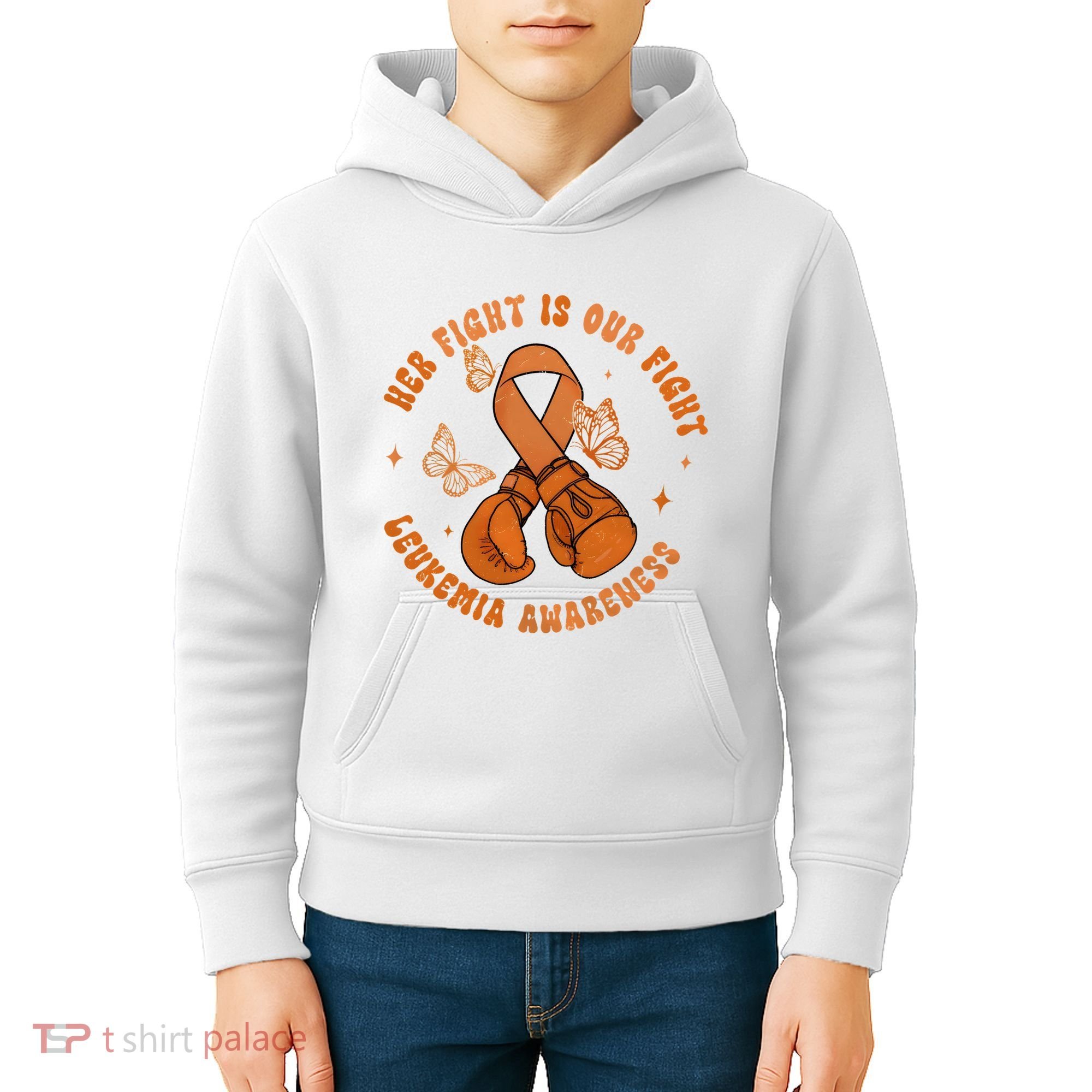 Her Fight Is Our Fight Leukemia Awareness Kids Hoodie