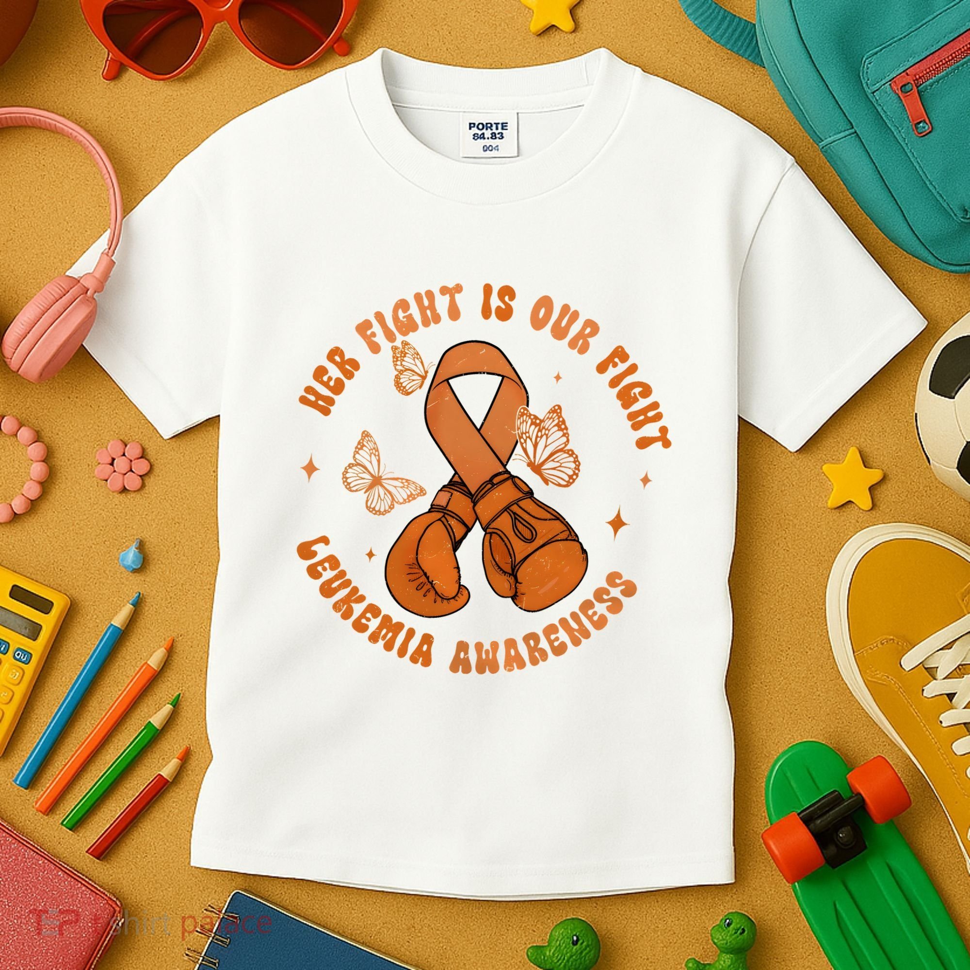 Her Fight Is Our Fight Leukemia Awareness Kids T-Shirt