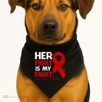 Her Fight Is My Fight Hiv Aids Awareness Feather USA-Made Doggie Bandana thumb 1