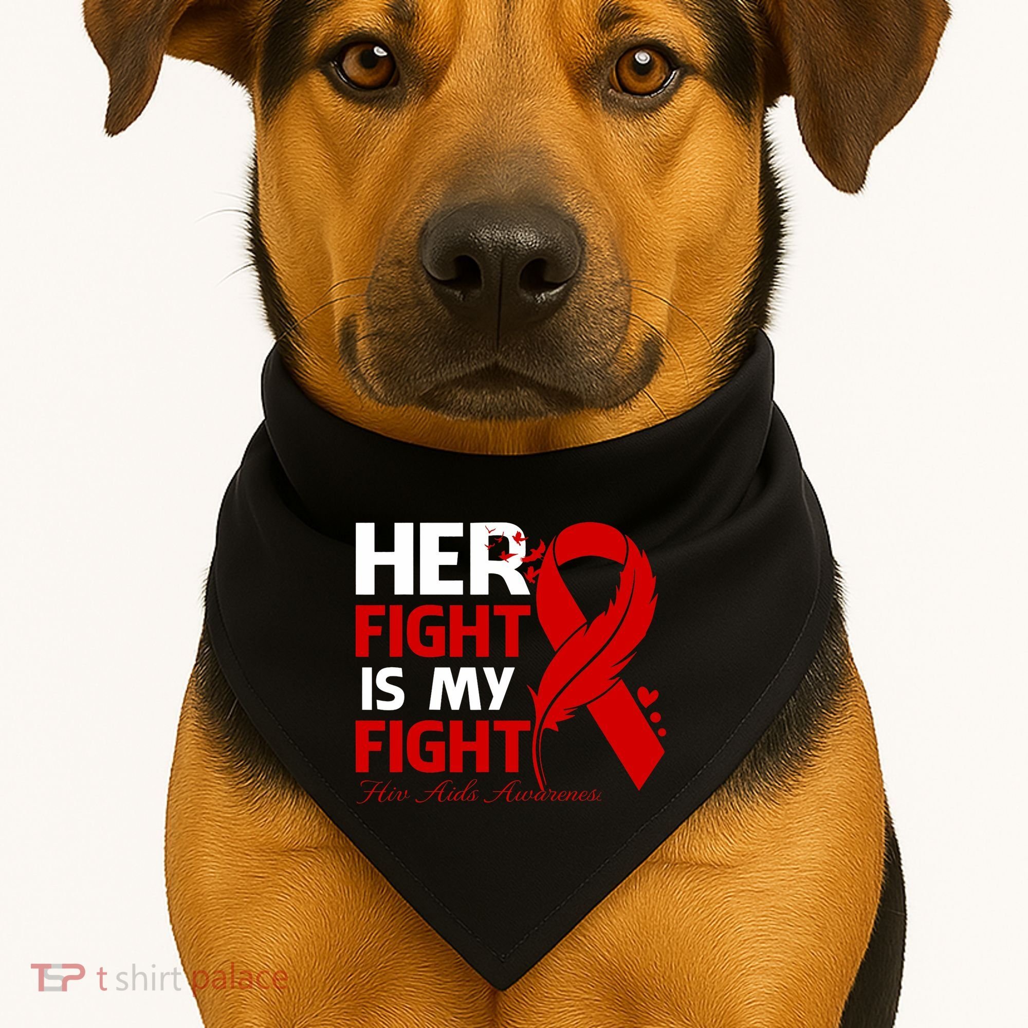 Her Fight Is My Fight Hiv Aids Awareness Feather USA-Made Doggie Bandana