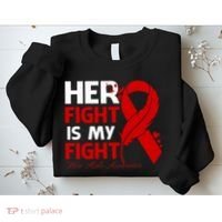Her Fight Is My Fight Hiv Aids Awareness Feather Sweatshirt thumb 2