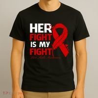 Her Fight Is My Fight Hiv Aids Awareness Feather T-Shirt thumb 3
