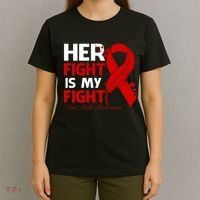 Her Fight Is My Fight Hiv Aids Awareness Feather T-Shirt thumb 4