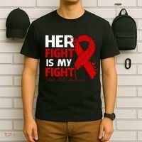 Her Fight Is My Fight Hiv Aids Awareness Feather T-Shirt thumb 6
