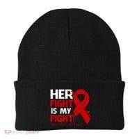Her Fight Is My Fight Hiv Aids Awareness Feather Beanie thumb 0