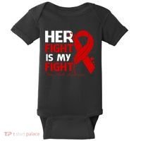 Her Fight Is My Fight Hiv Aids Awareness Feather Baby Bodysuit thumb 0