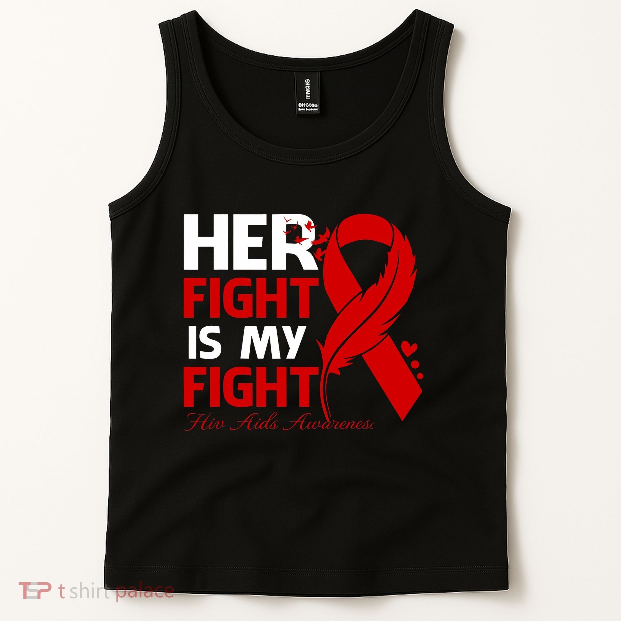 Her Fight Is My Fight Hiv Aids Awareness Feather Tank Top