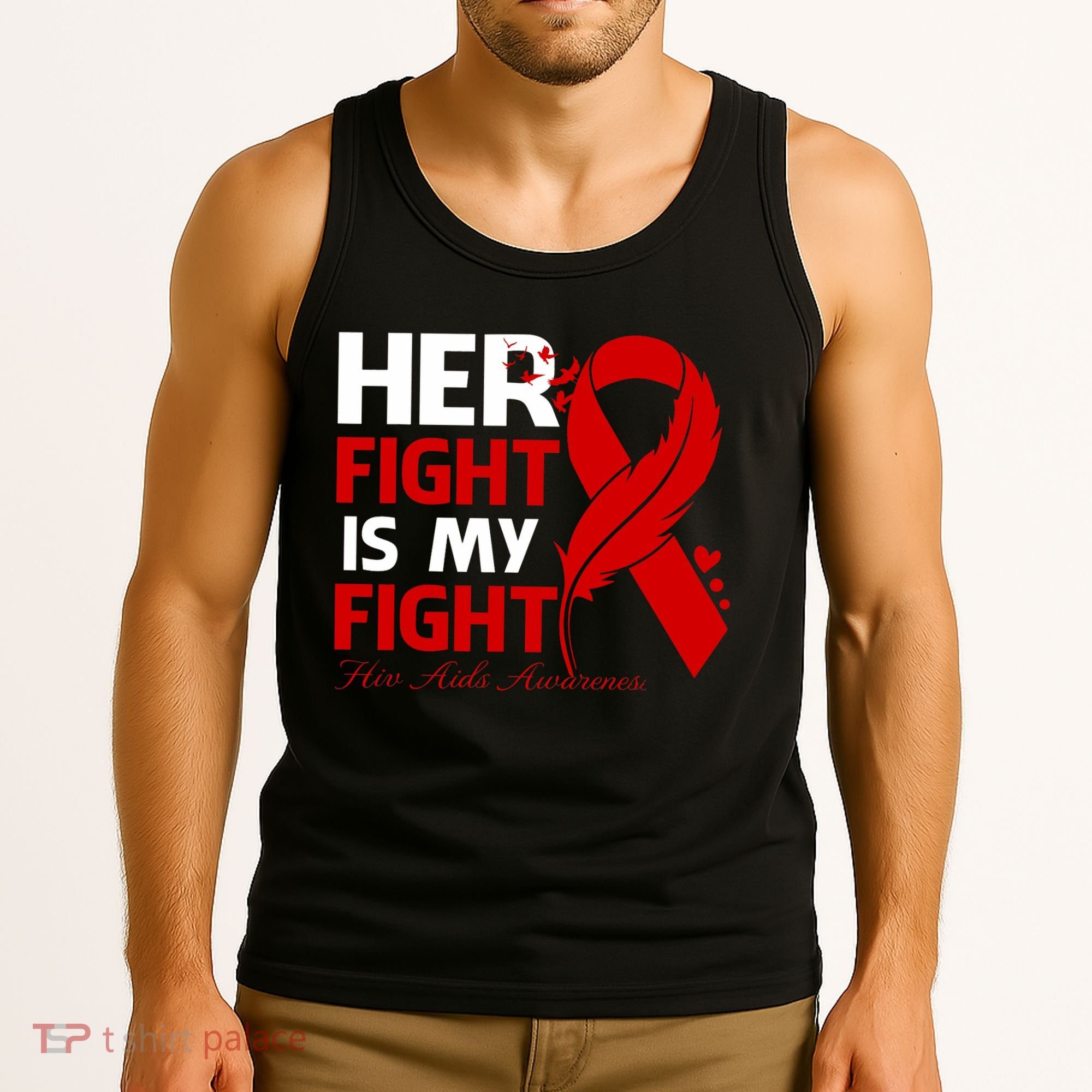 Her Fight Is My Fight Hiv Aids Awareness Feather Tank Top