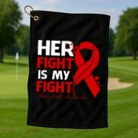 Her Fight Is My Fight Hiv Aids Awareness Feather Golf Towel thumb 1
