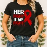 Her Fight Is My Fight Hiv Aids Awareness Feather Women's T-Shirt thumb 2