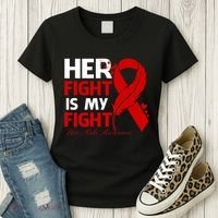 Her Fight Is My Fight Hiv Aids Awareness Feather Women's T-Shirt thumb 3