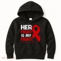 Her Fight Is My Fight Hiv Aids Awareness Feather Kids Hoodie thumb 0