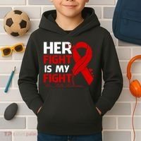 Her Fight Is My Fight Hiv Aids Awareness Feather Kids Hoodie thumb 2
