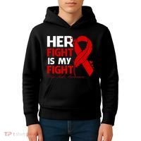 Her Fight Is My Fight Hiv Aids Awareness Feather Kids Hoodie thumb 4