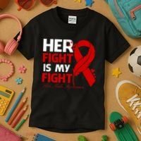 Her Fight Is My Fight Hiv Aids Awareness Feather Kids T-Shirt thumb 3