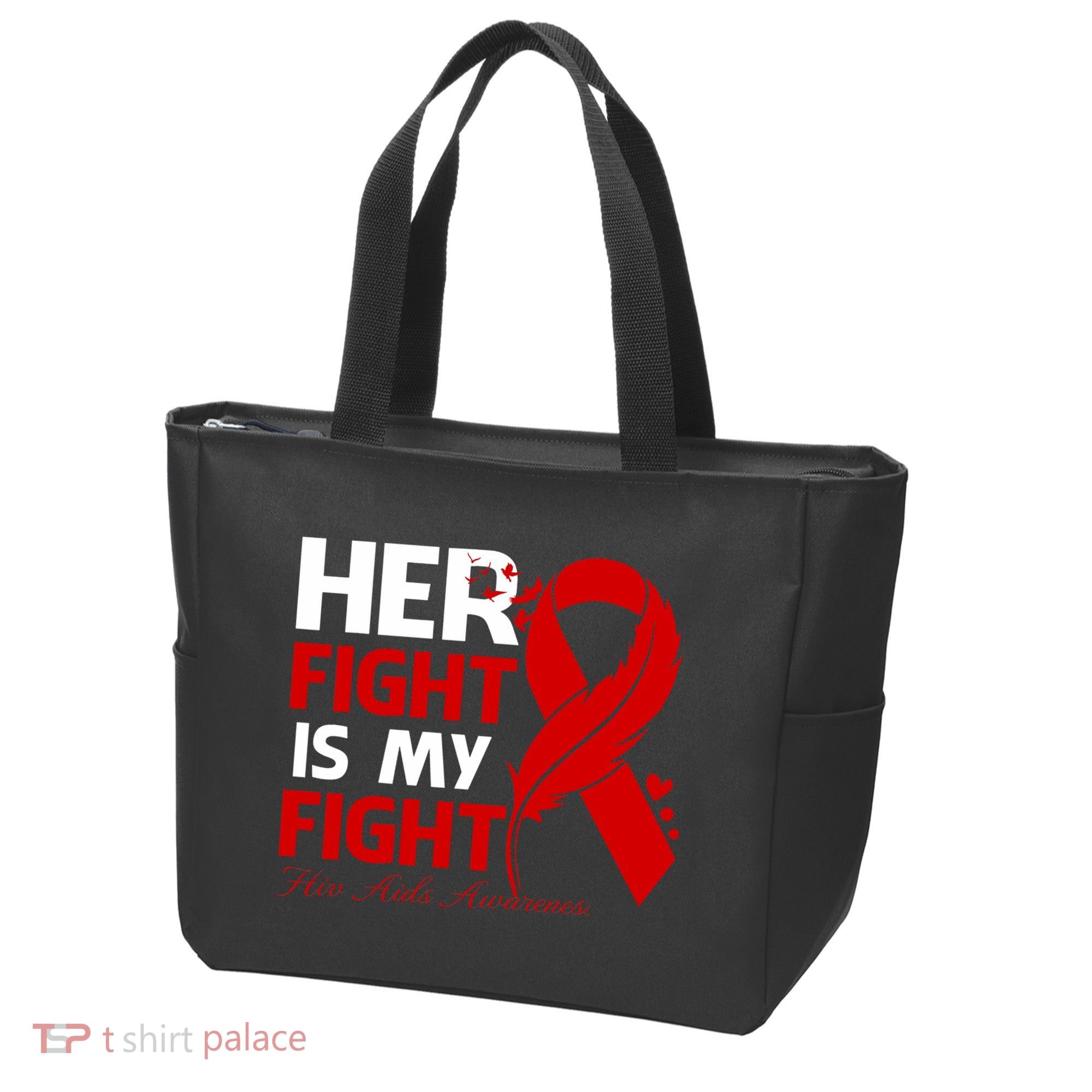 Her Fight Is My Fight Hiv Aids Awareness Feather Tote Bag