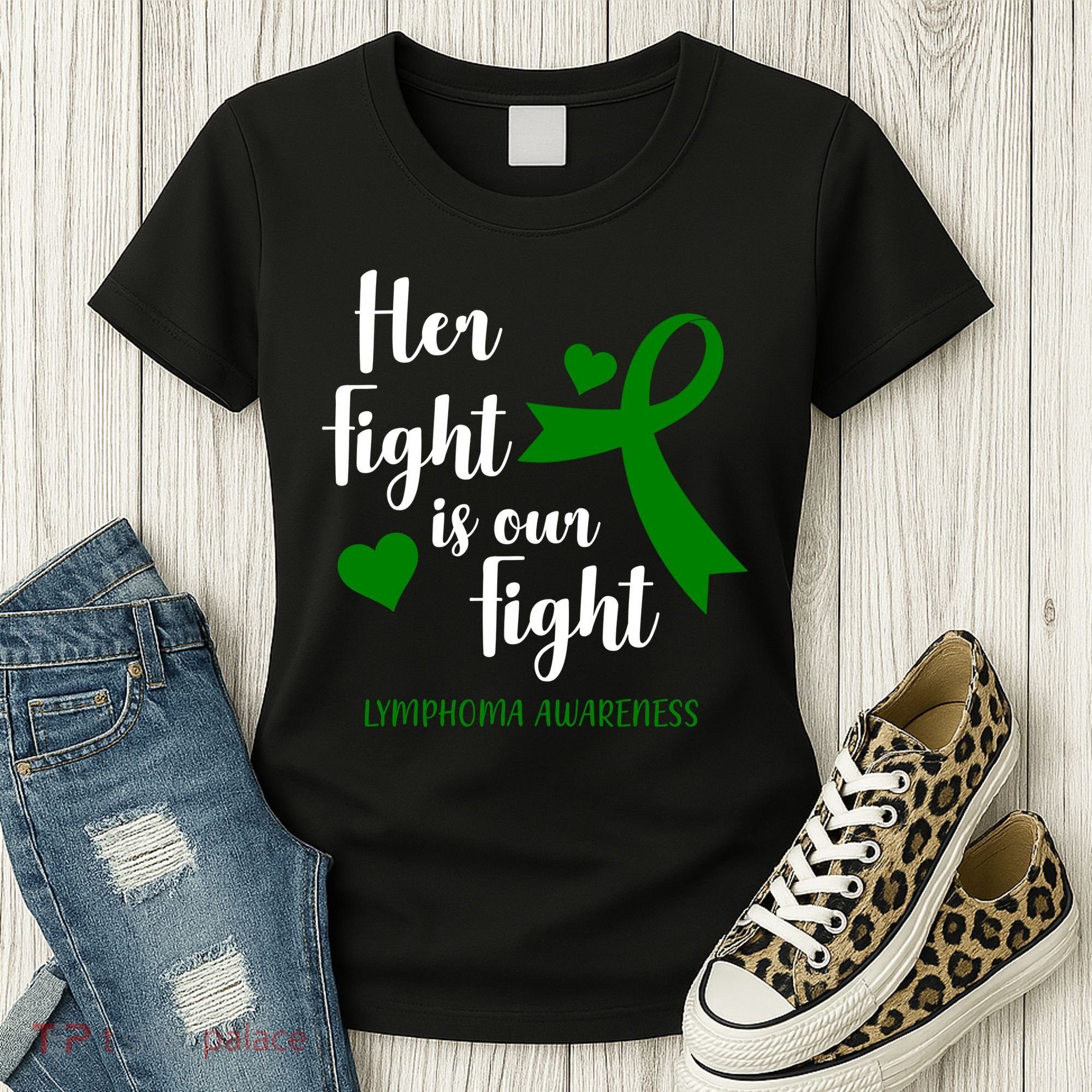 Her Fight Is Our Fight Lymphoma Awareness Women's T-Shirt