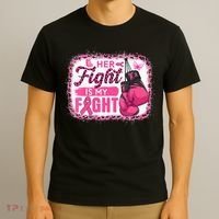 Her Fight Is My Fight Breast Cancer Awareness Boxing Gloves T-Shirt thumb 3