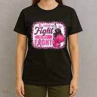 Her Fight Is My Fight Breast Cancer Awareness Boxing Gloves T-Shirt thumb 4
