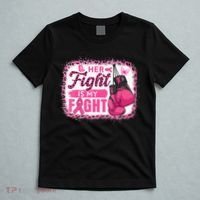 Her Fight Is My Fight Breast Cancer Awareness Boxing Gloves T-Shirt thumb 5