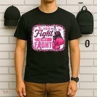 Her Fight Is My Fight Breast Cancer Awareness Boxing Gloves T-Shirt thumb 6