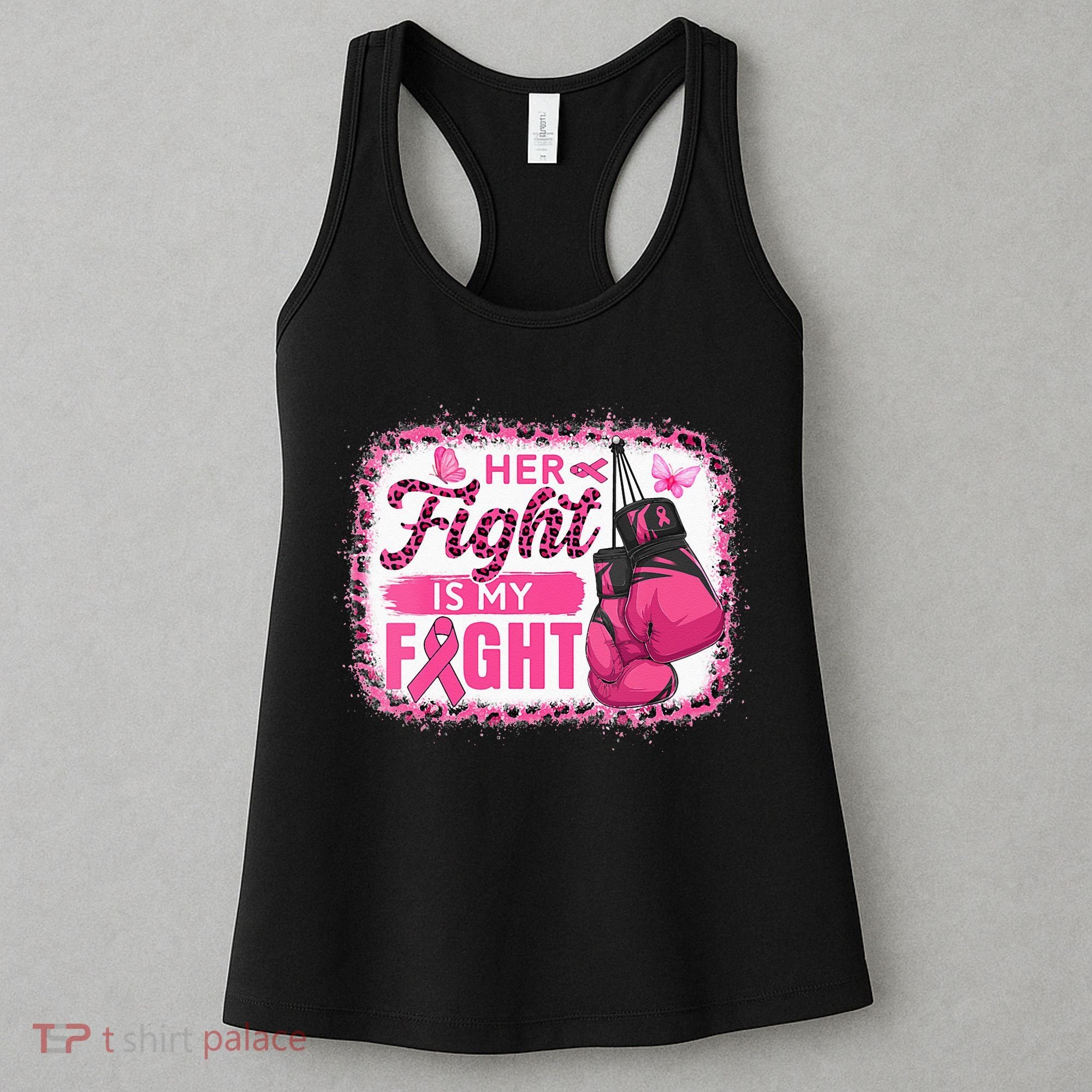 Her Fight Is My Fight Breast Cancer Awareness Boxing Gloves Women's Tank Top