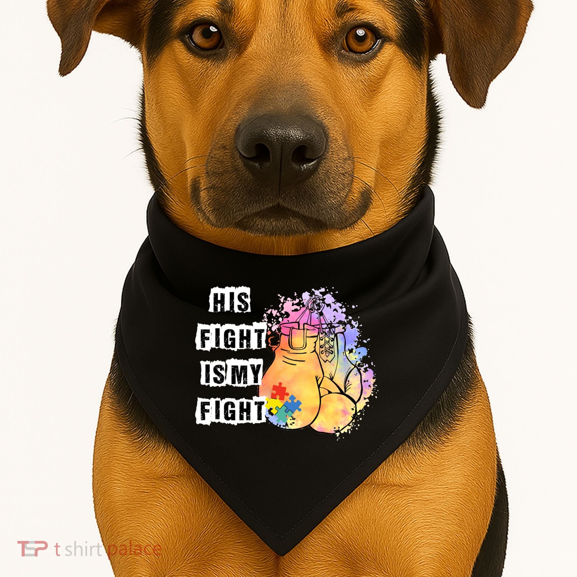 His Fight Is My Fight Autism Awareness Cool Gift USA-Made Doggie Bandana