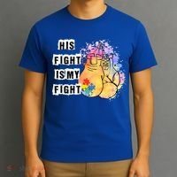 His Fight Is My Fight Autism Awareness Cool Gift T-Shirt thumb 3