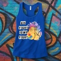 His Fight Is My Fight Autism Awareness Cool Gift Women's Tank Top thumb 3