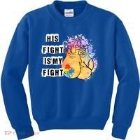 His Fight Is My Fight Autism Awareness Cool Gift Kids Sweatshirt thumb 0