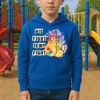 His Fight Is My Fight Autism Awareness Cool Gift Kids Hoodie thumb 2