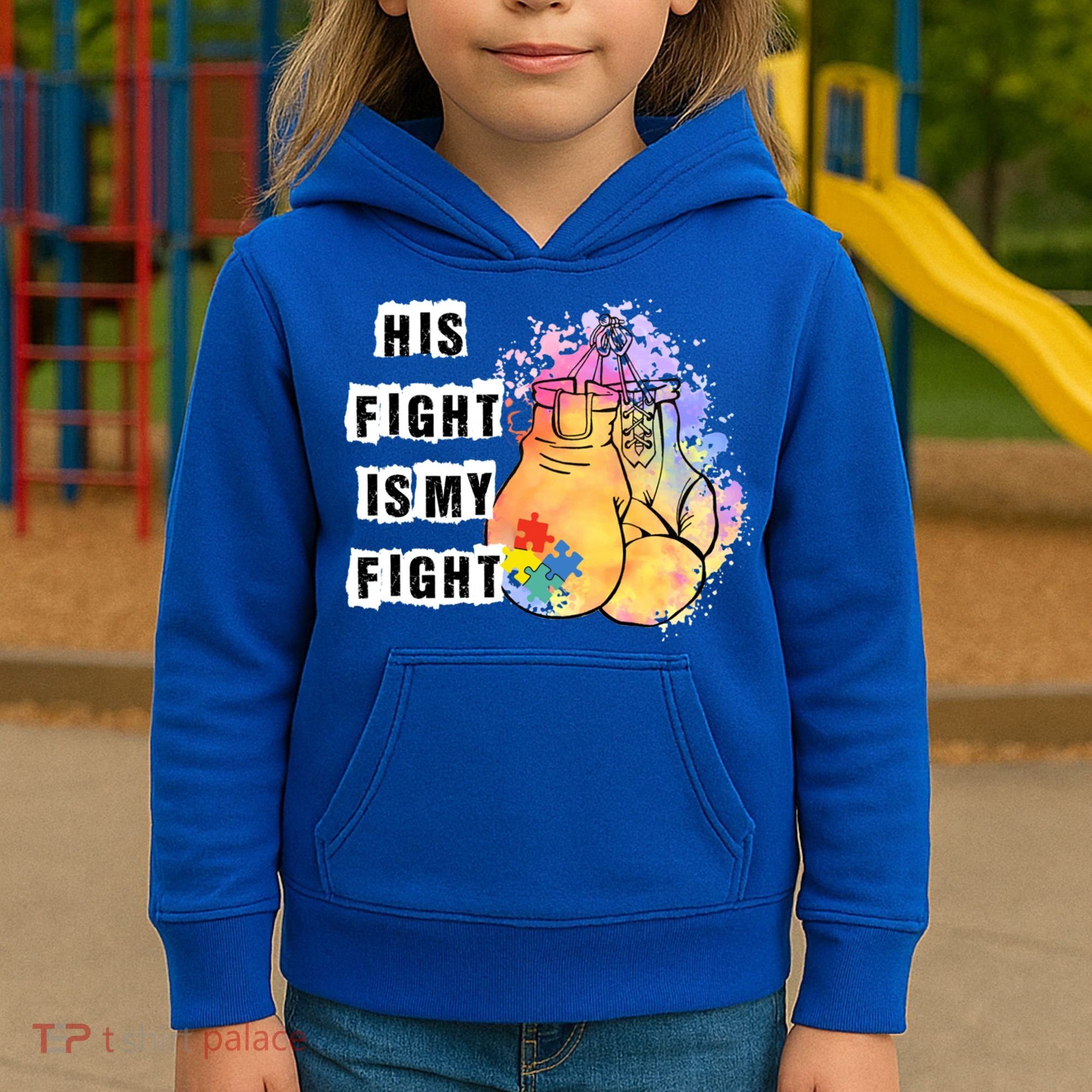 His Fight Is My Fight Autism Awareness Cool Gift Kids Hoodie