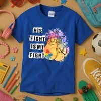 His Fight Is My Fight Autism Awareness Cool Gift Kids T-Shirt thumb 3