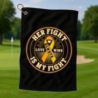 Her Fight Is My Fight Love Always Wins Emblem Golf Towel thumb 1