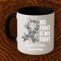 His Fight Is My Fight Brain Cancer Awareness Gift Coffee Mug thumb 2