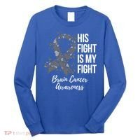 His Fight Is My Fight Brain Cancer Awareness Gift Long Sleeve Shirt thumb 0