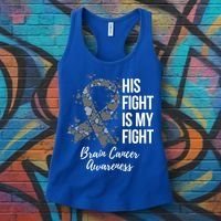 His Fight Is My Fight Brain Cancer Awareness Gift Women's Tank Top thumb 3