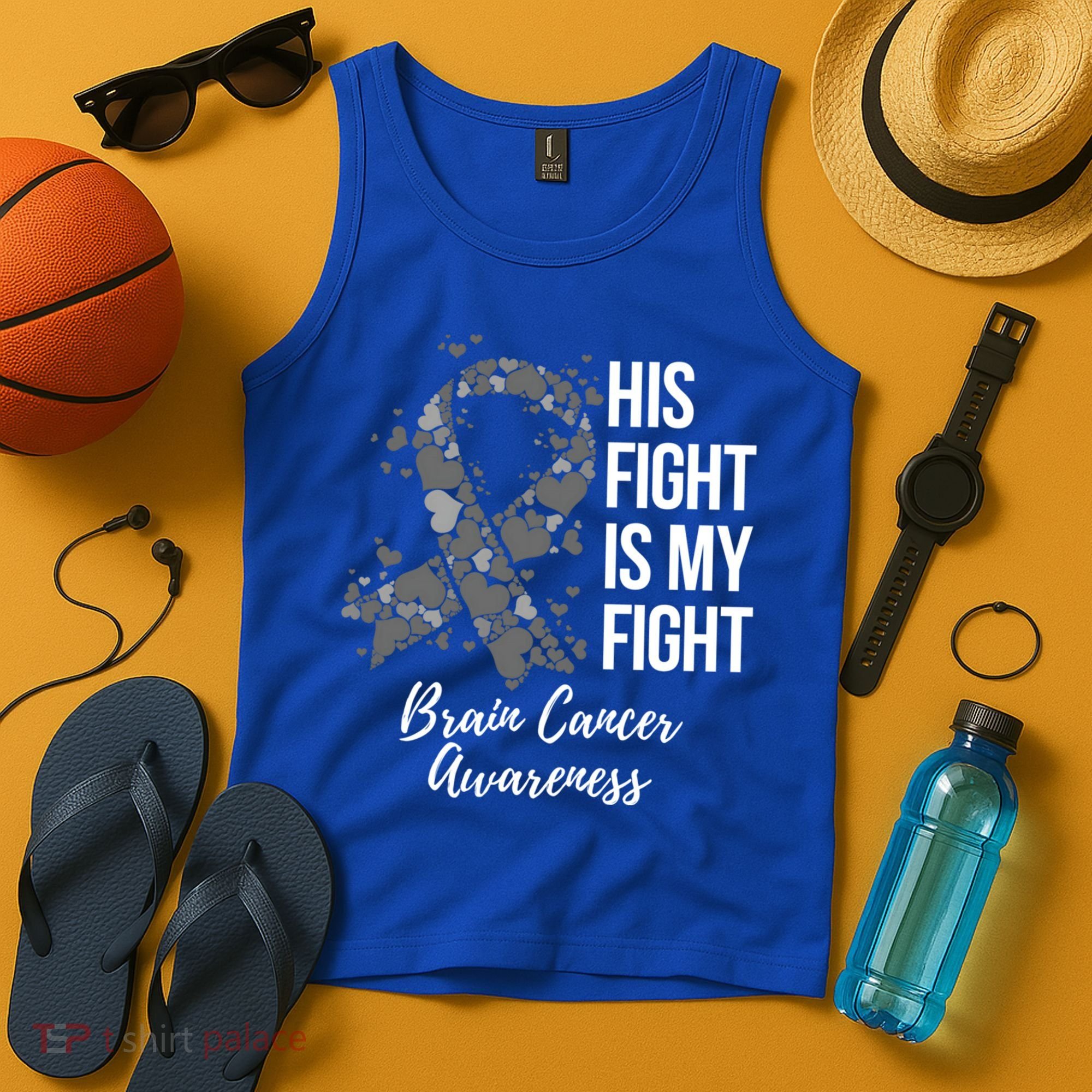 His Fight Is My Fight Brain Cancer Awareness Gift Tank Top